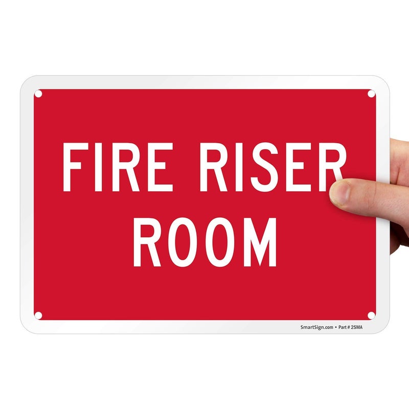 SmartSign - K-9709-PL-10 "Fire Riser Room" Sign | 7" x 10" Plastic White on Red - Image 1